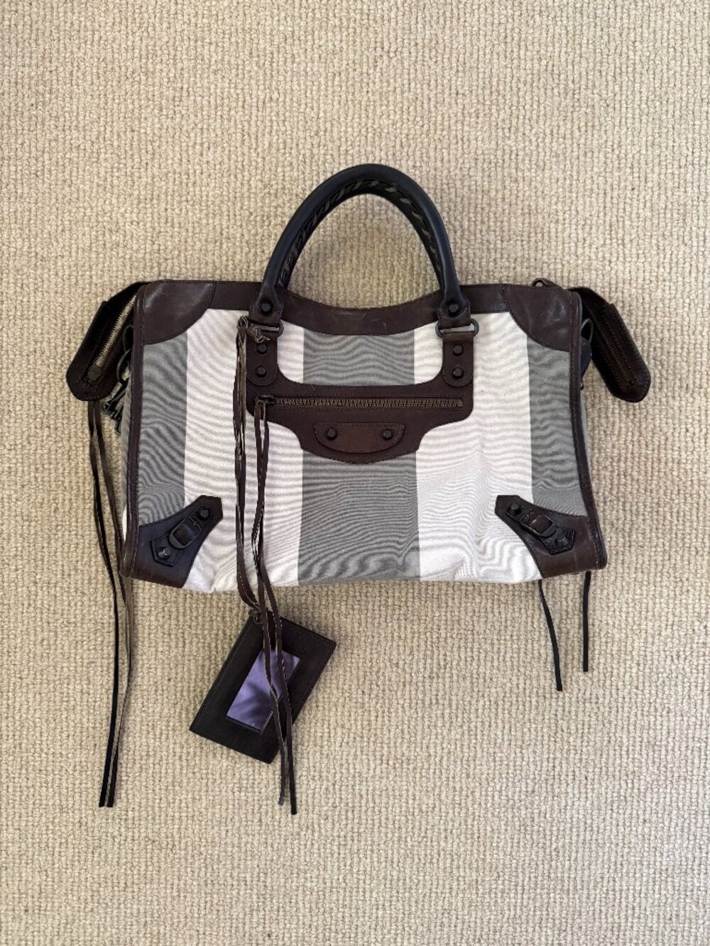 BALENCIAGA City Bag Striped Moto Leather 2-way Work Nicolas Ghesquière - Picture 8 of 10
